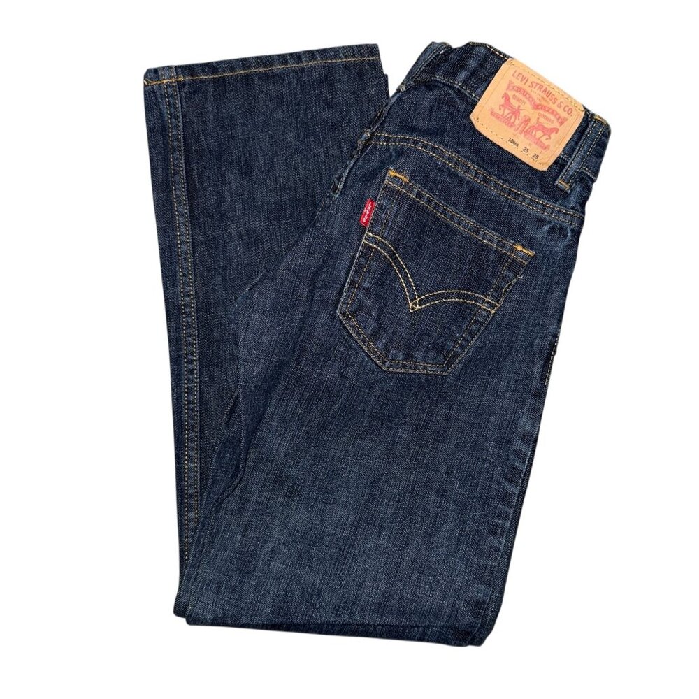 Levis 505 Regular Straight Leg Jeans Big Boys 10 Reg 25 25 Dark Wash Pockets